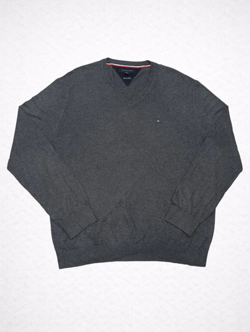 Pull Col V Tommy Hilfiger Gris Homme XXL